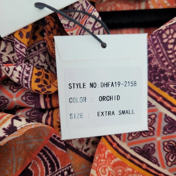 Devine heritage front bow long balloon sleeve paisley print mini dress Xsmall - Picture 6 of 8